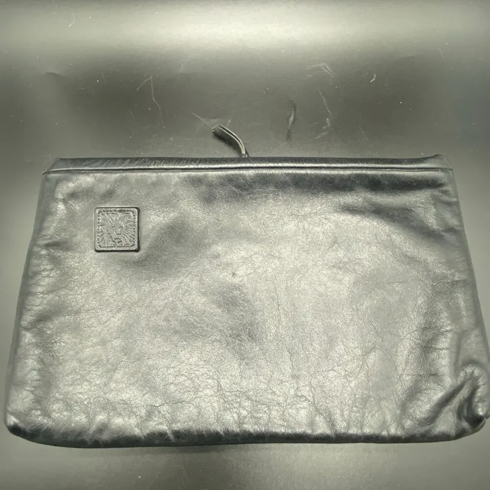Vintage 1980s Anne‎ Klein for Calderon Lion Head Clutch Purse Black
